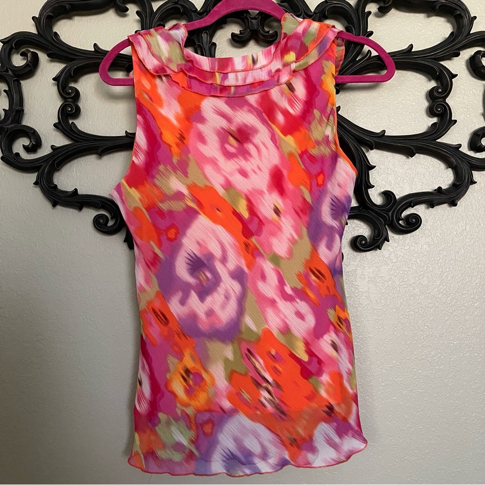 Spense Sleeveless Blouse Watercolor Floral Size M - Picture 4 of 15
